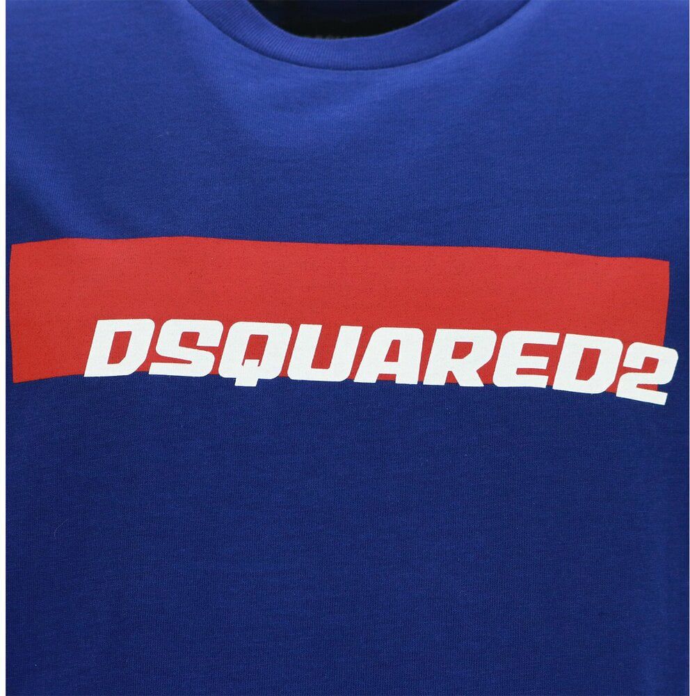 Dsquared2 Shirt Cobalt Met Logo In Wit/Rood Blauw