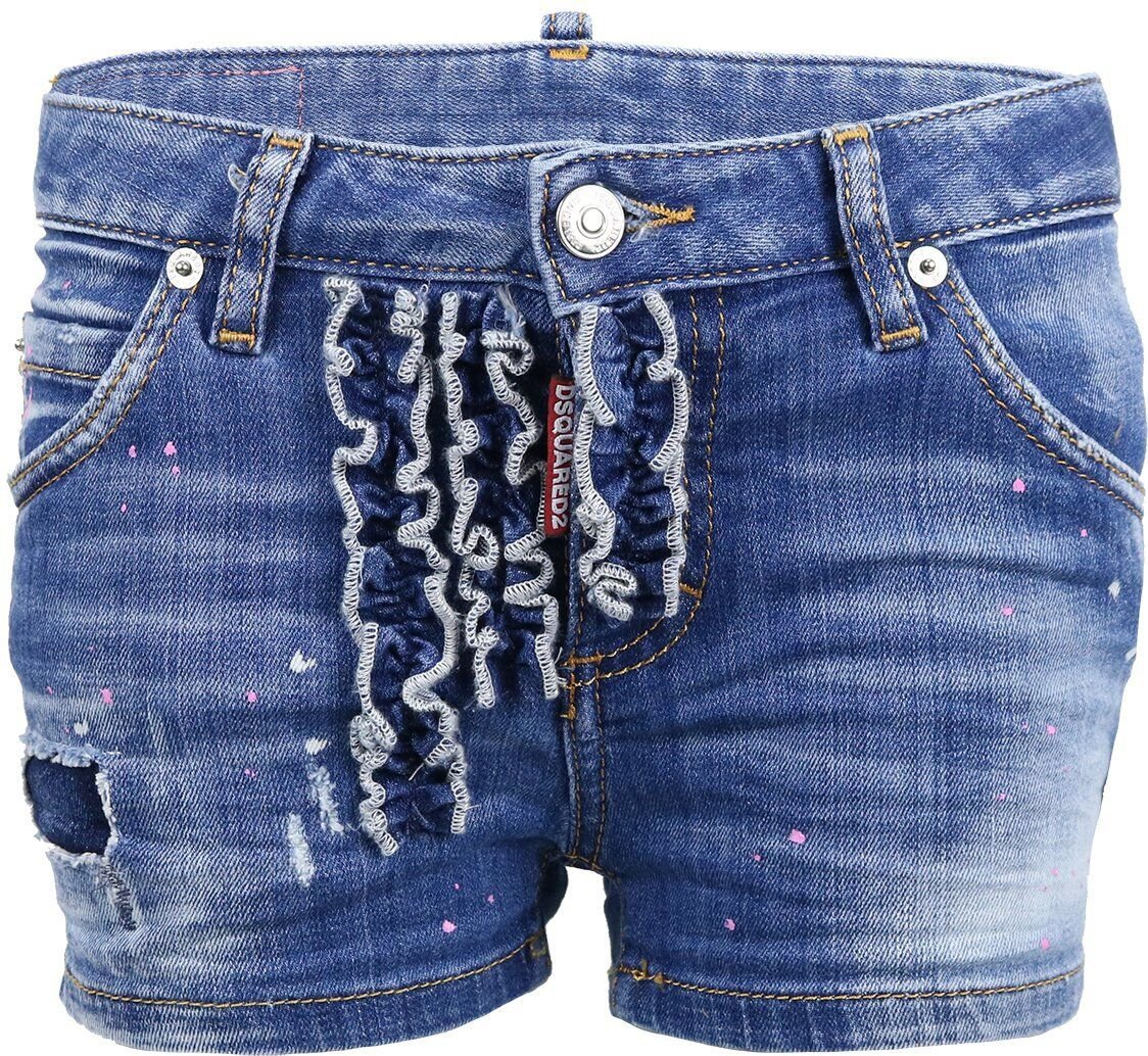 Dsquared2 Girls Short Jeans Ruffle Blauw