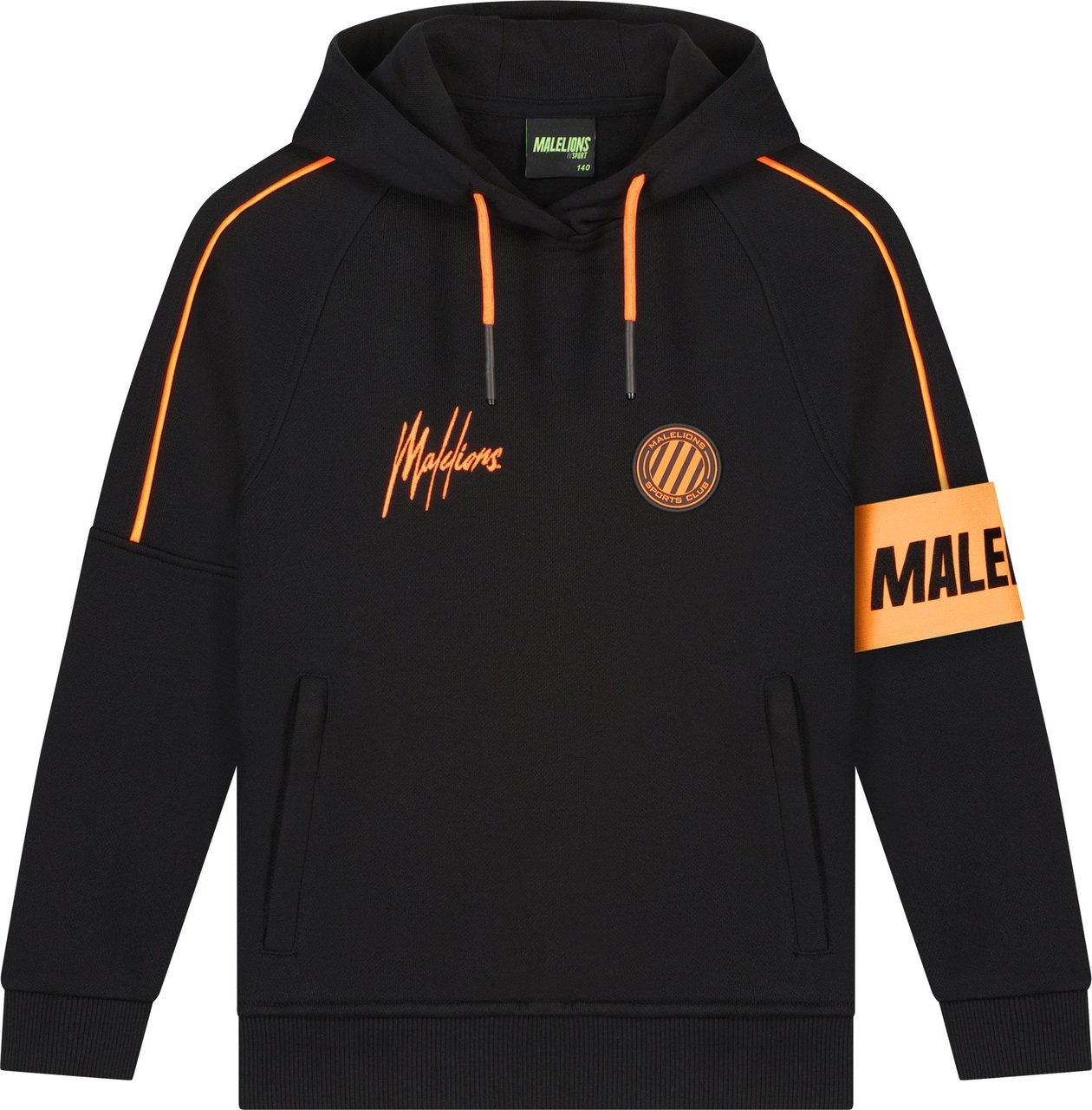 Malelions Coach Hoodie - Black/Neon Orange Zwart