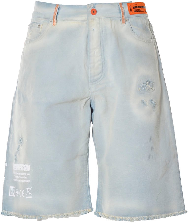 Heron Preston distressed denim shorts Blauw