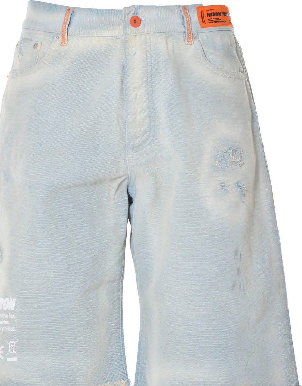 Heron Preston distressed denim shorts Blauw