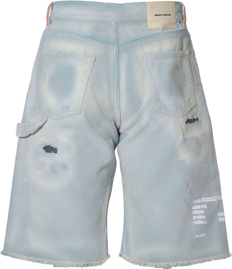 Heron Preston distressed denim shorts Blauw