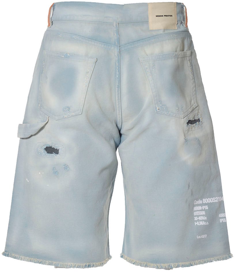 Heron Preston distressed denim shorts Blauw