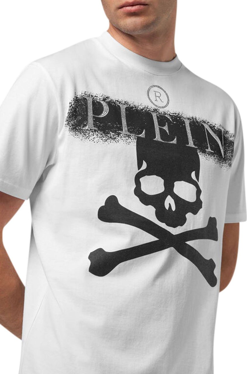 Philipp Plein T-shirt white pp skull plein strass Wit