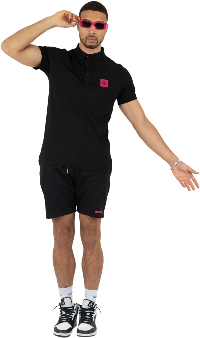 Quotrell Squadron Polo | Black / Fuchsia Zwart