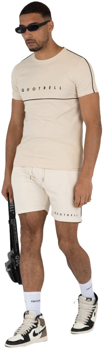 Quotrell Basic Striped Short | Sand / Black Beige