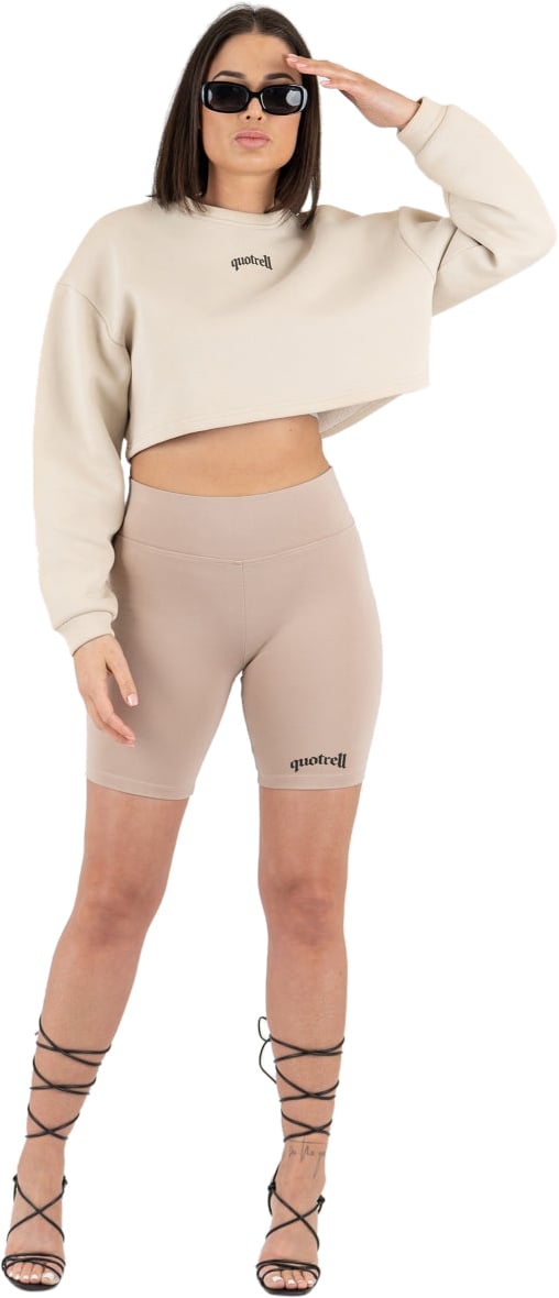 Quotrell Sevilla Cropped Crewneck | Sand / Black Beige