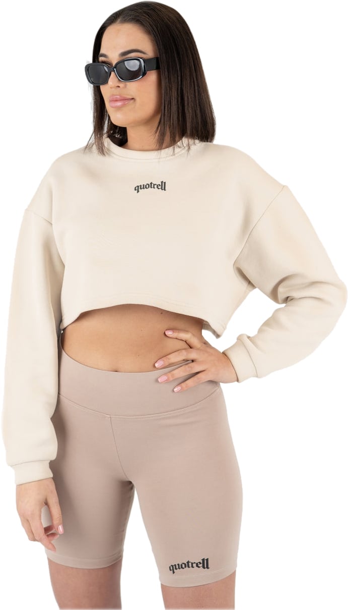 Quotrell Sevilla Cropped Crewneck | Sand / Black Beige