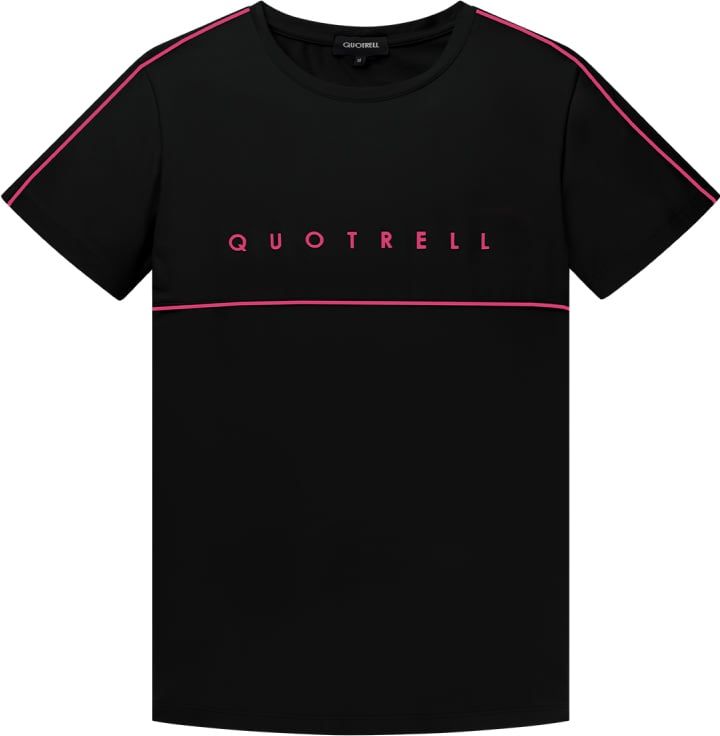 Quotrell Basic Striped T-shirt | Black / Fuchsia Zwart