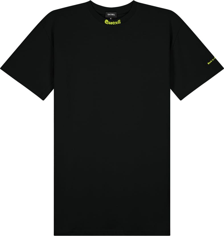 Quotrell Miami T-shirt Dress | Black / Neon Yellow Zwart