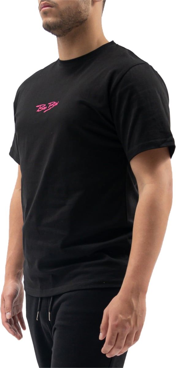 Quotrell Cura T-Shirt | Black / Fuchsia Zwart