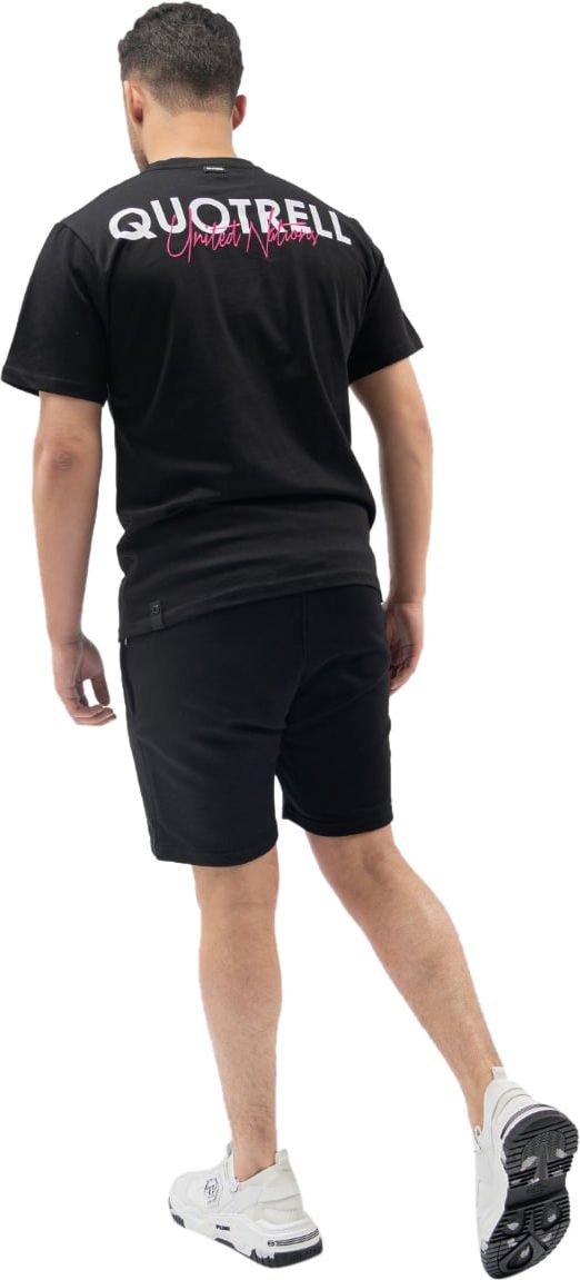 Quotrell Cura T-Shirt | Black / Fuchsia Zwart