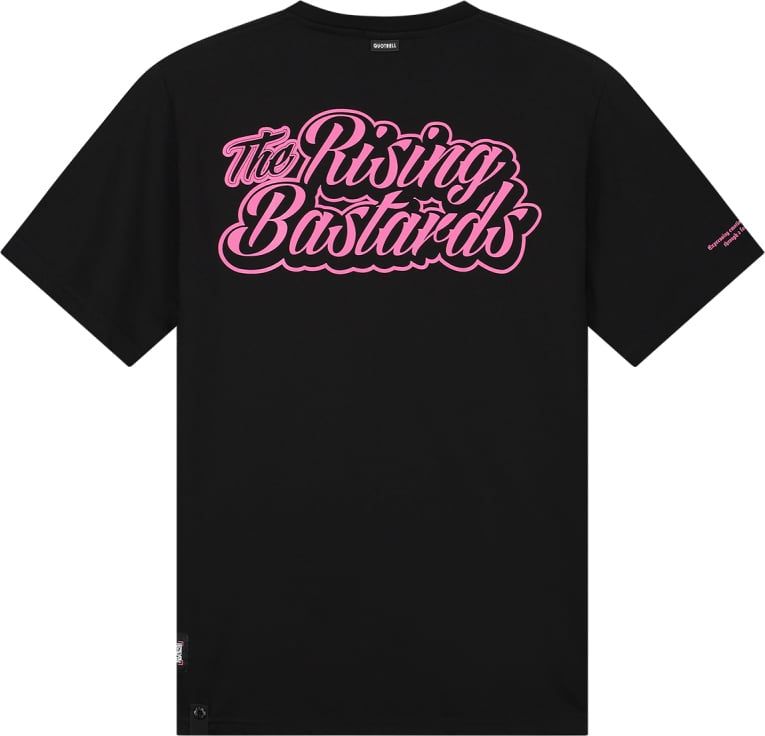 Quotrell The Rising Bastards T-shirt | Black / Fuchsia Zwart