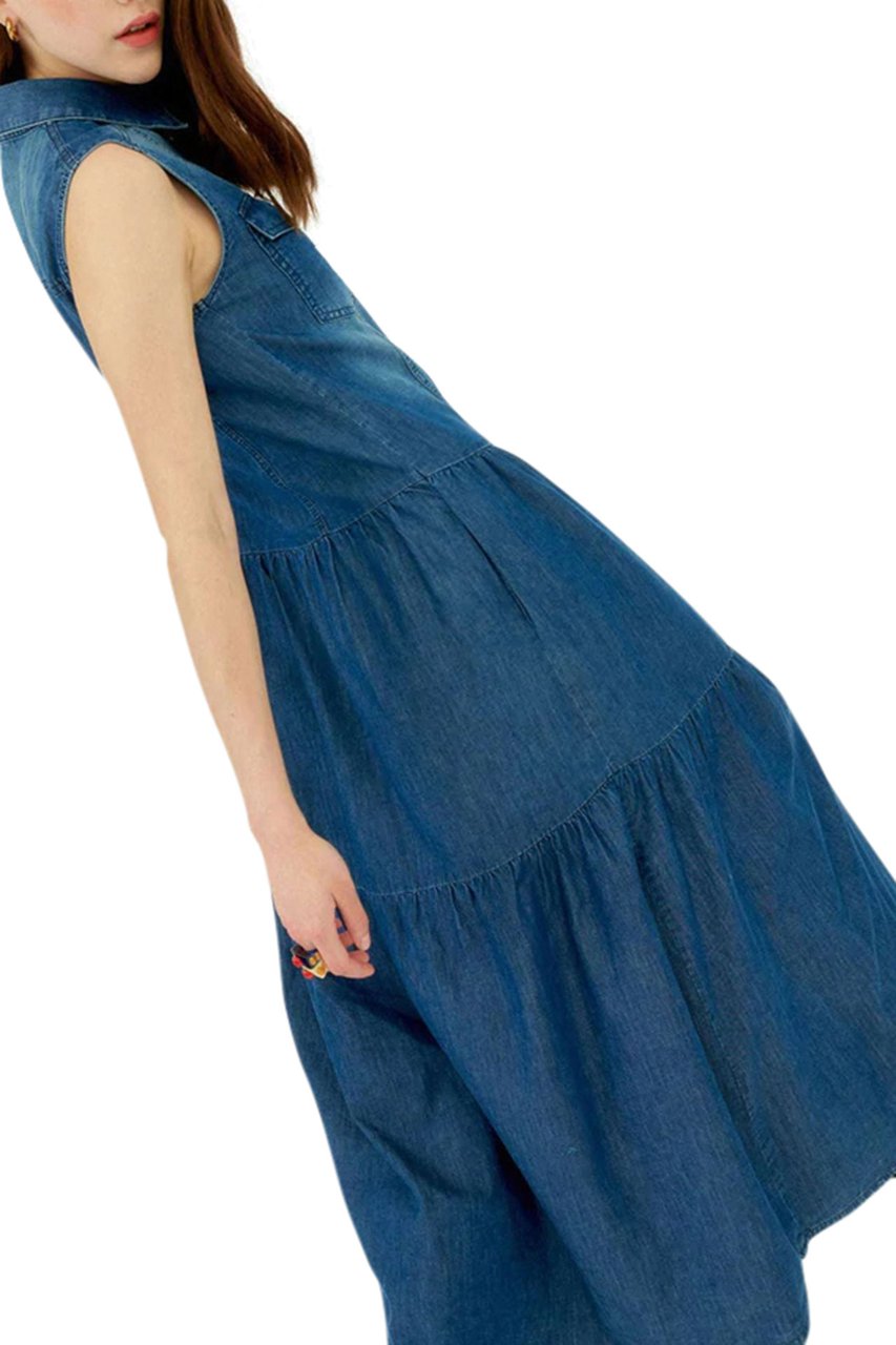 Silvian Heach Long dress denim nocturner Blauw