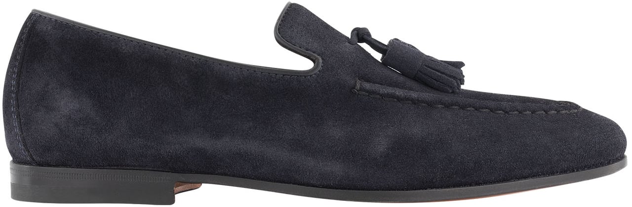 Santoni Suède Carlos Tassel Loafer Blauw