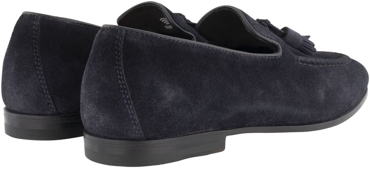 Santoni Suède Carlos Tassel Loafer Blauw