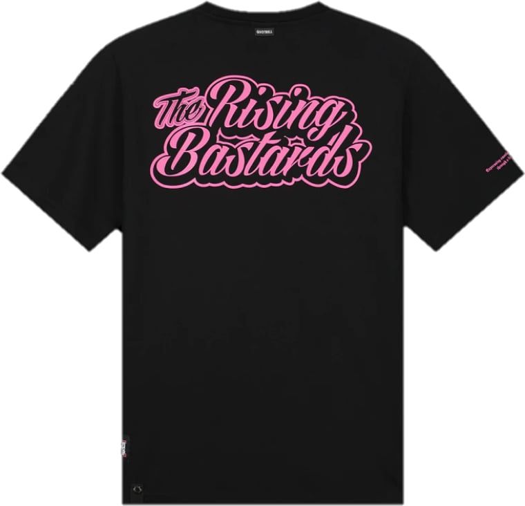Quotrell The Rising Bastards T-shirt | Black / Fuchsia Zwart