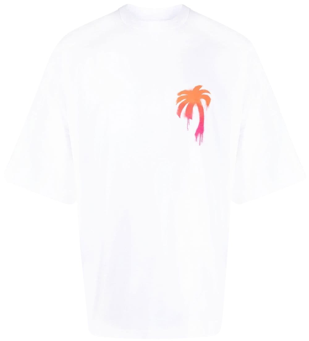 Palm Angels Palm Tree-print cotton T-shirt Wit