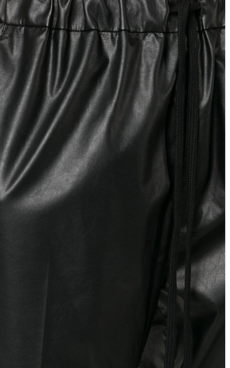 MM6 Maison Margiela Cropped Leatherlook Pants Black Zwart