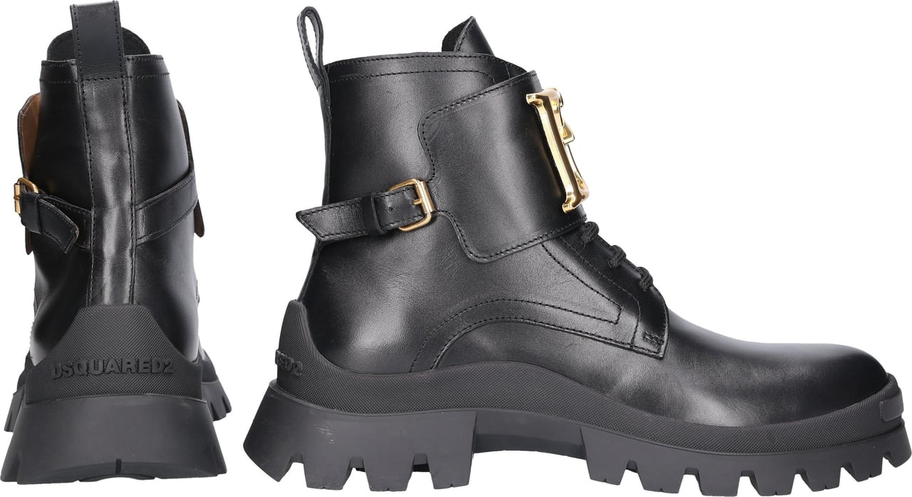 Dsquared2 Women Ankle Boots COMBAT D STATEMENT Calfskin - Alpi Zwart