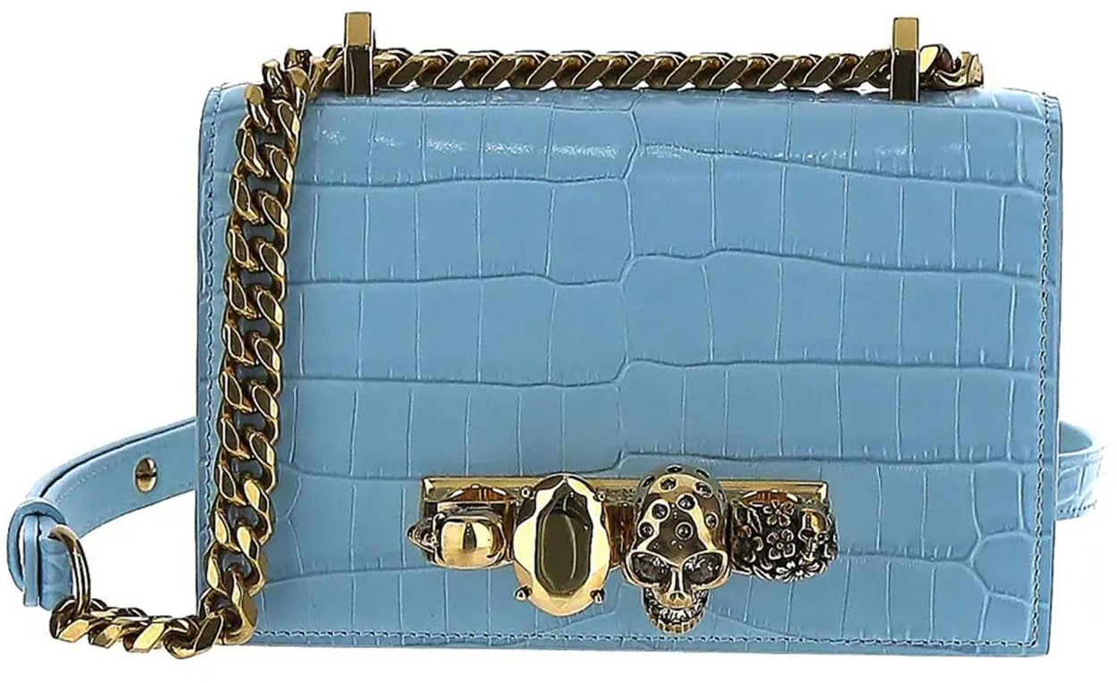 Alexander McQueen skull-charm crossbody bag Blauw