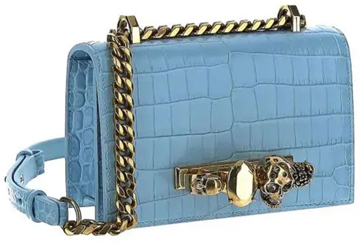 Alexander McQueen skull-charm crossbody bag Blauw