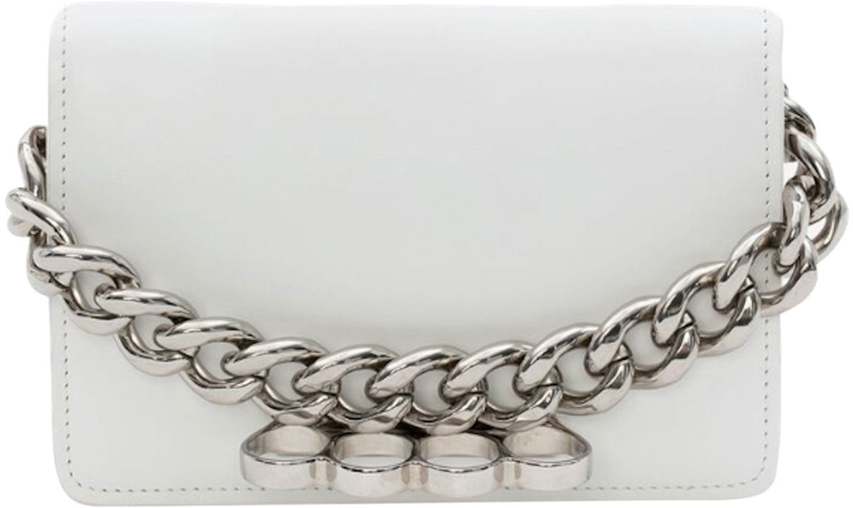 Alexander McQueen mini-four-ring-chain bag Wit