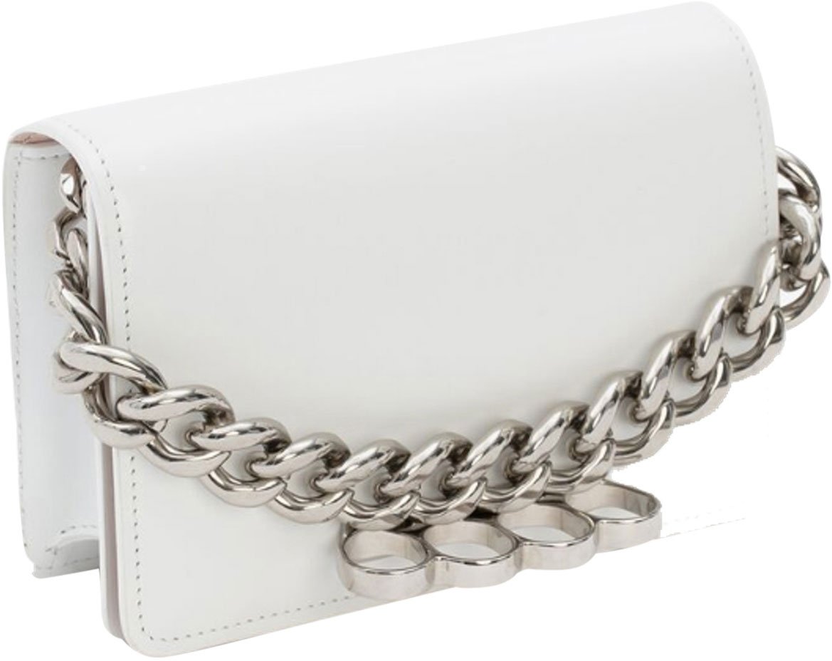 Alexander McQueen mini-four-ring-chain bag Wit