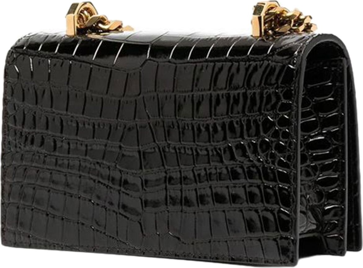 Alexander McQueen Jewelled crocodile-effect satchel Zwart