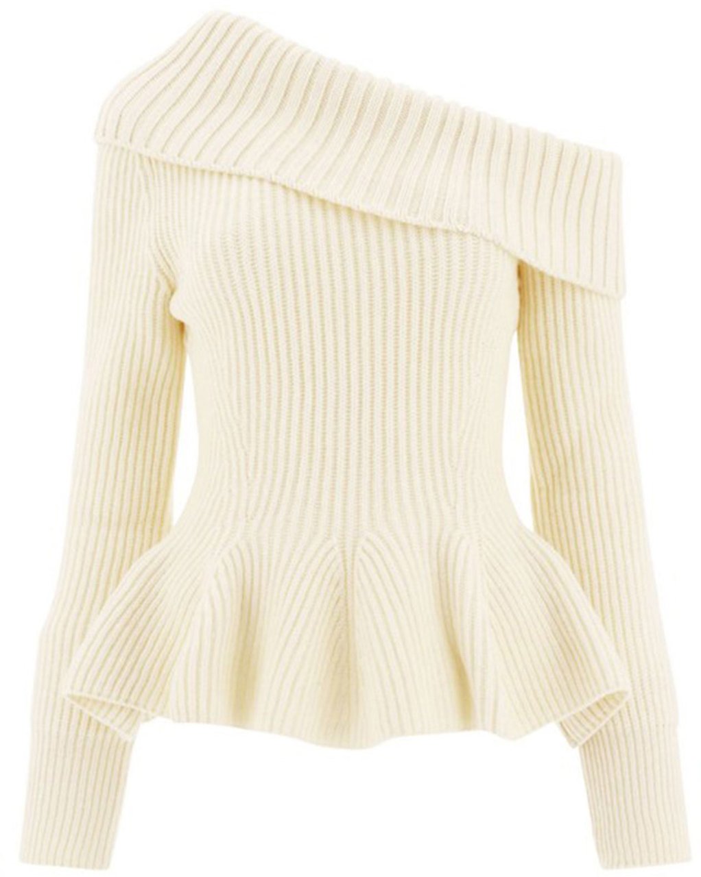 Alexander McQueen asymmetric cashmere pullover Wit