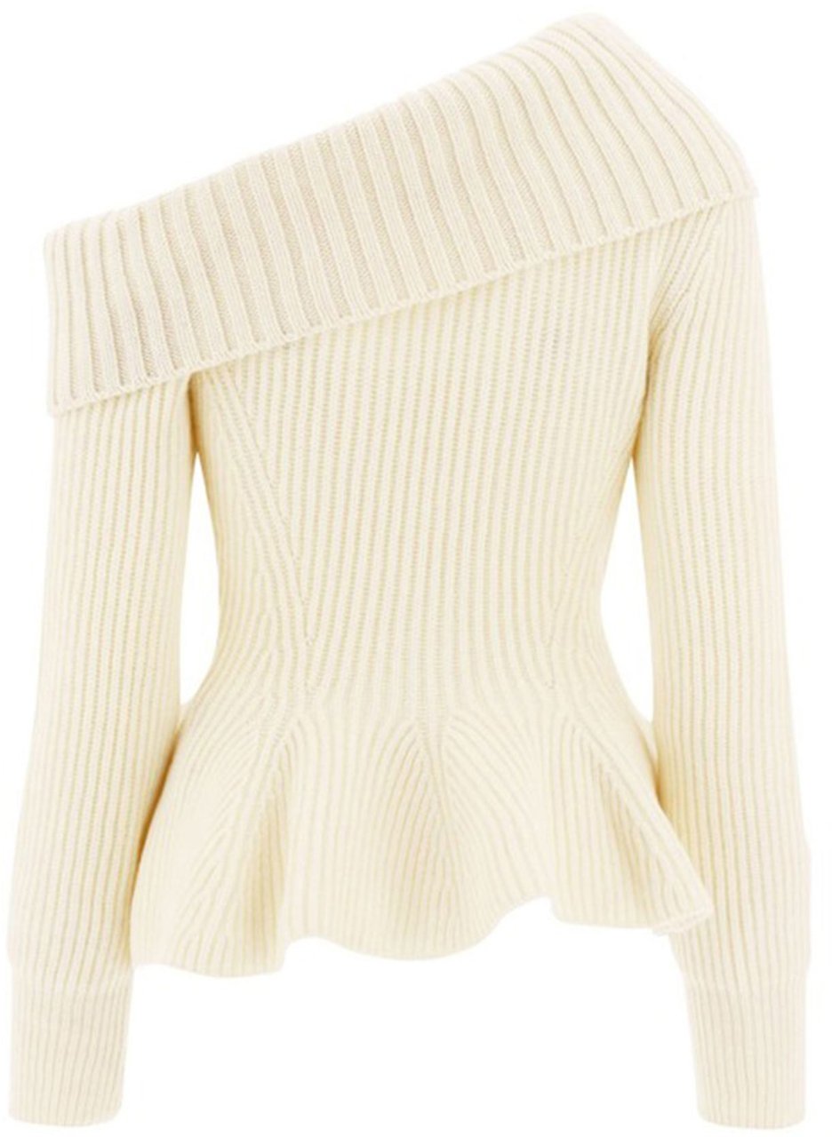 Alexander McQueen asymmetric cashmere pullover Wit