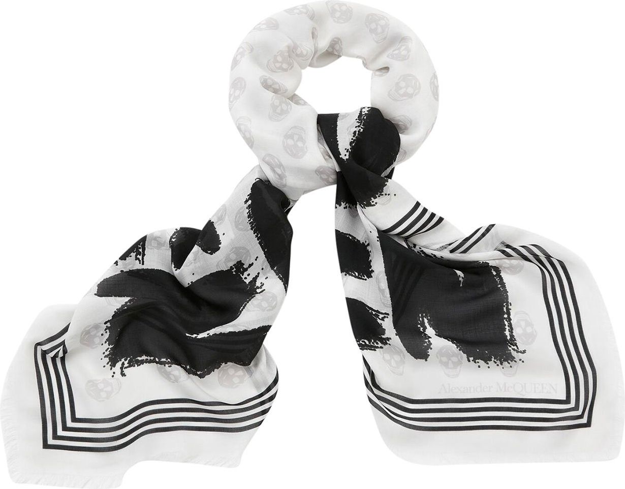 Alexander McQueen logo skull embroidered scarf Divers