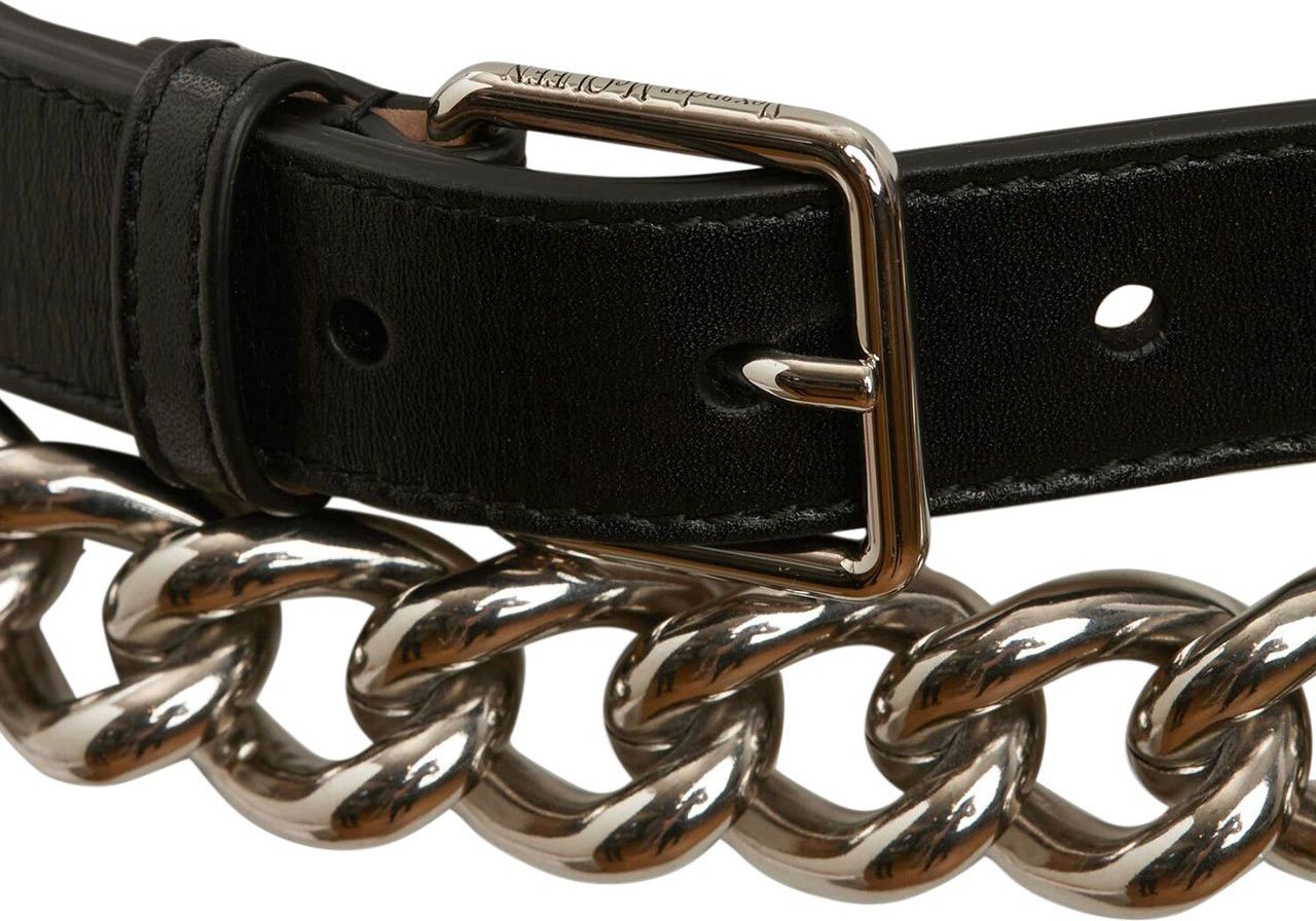 Alexander McQueen chain-link leather belt Zwart