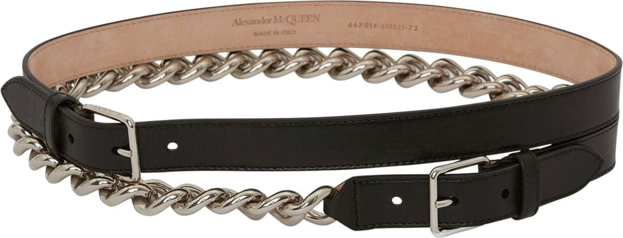 Alexander McQueen chain-link leather belt Zwart