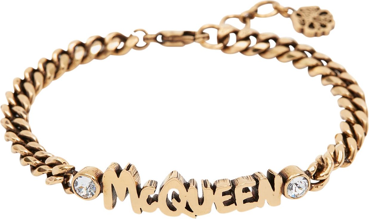 Alexander McQueen Grafitti logo chain-link bracelet Goud