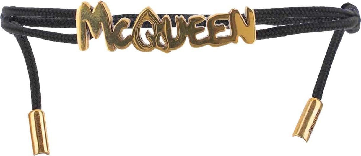 Alexander McQueen logo lettering adjustable bracelet Zwart