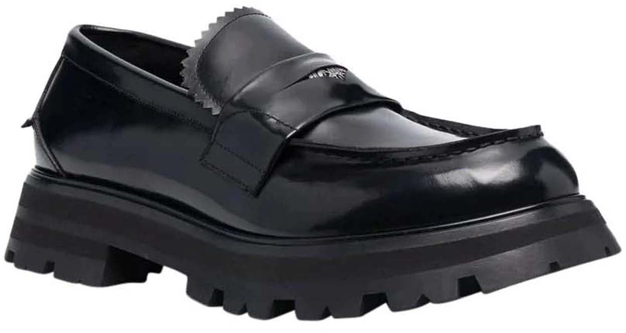 Alexander McQueen ridged leather loafers Zwart