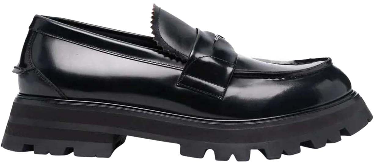 Alexander McQueen ridged leather loafers Zwart