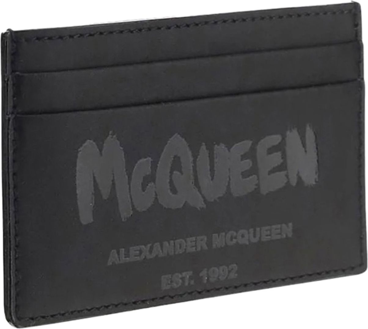 Alexander McQueen logo-print leather cardholder Zwart