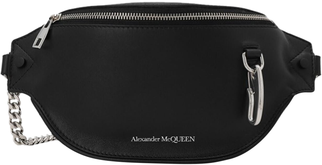 Alexander McQueen Biker leather belt bag Zwart