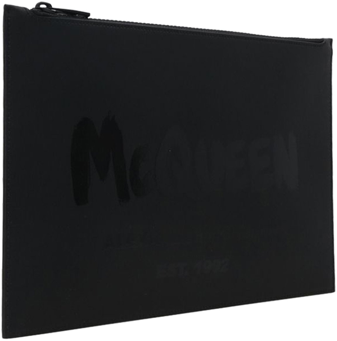 Alexander McQueen logo-print flat-zip pouch Zwart