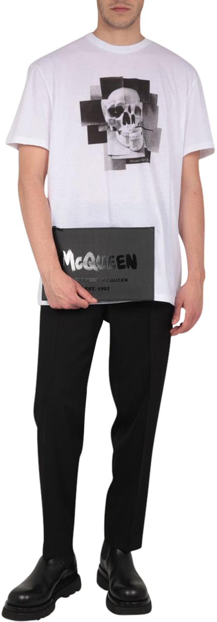Alexander McQueen logo-print flat-zip pouch Zwart