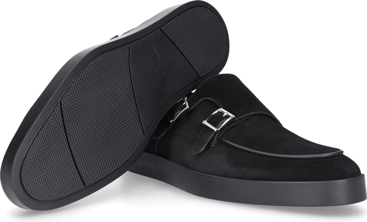 Santoni Monk Shoes Calfskin Lupo Zwart