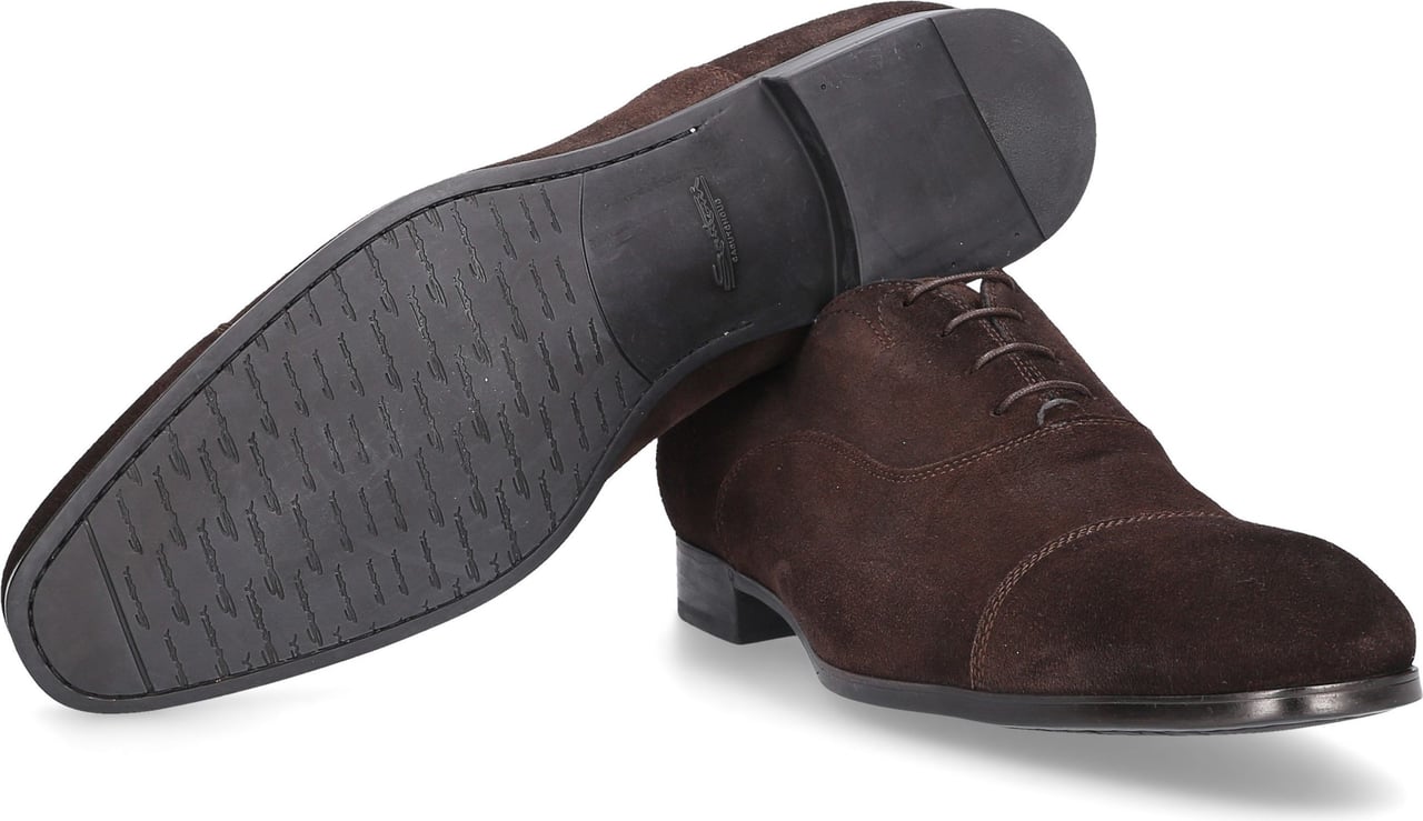 Santoni Business Shoes Oxford Suede Davide Bruin