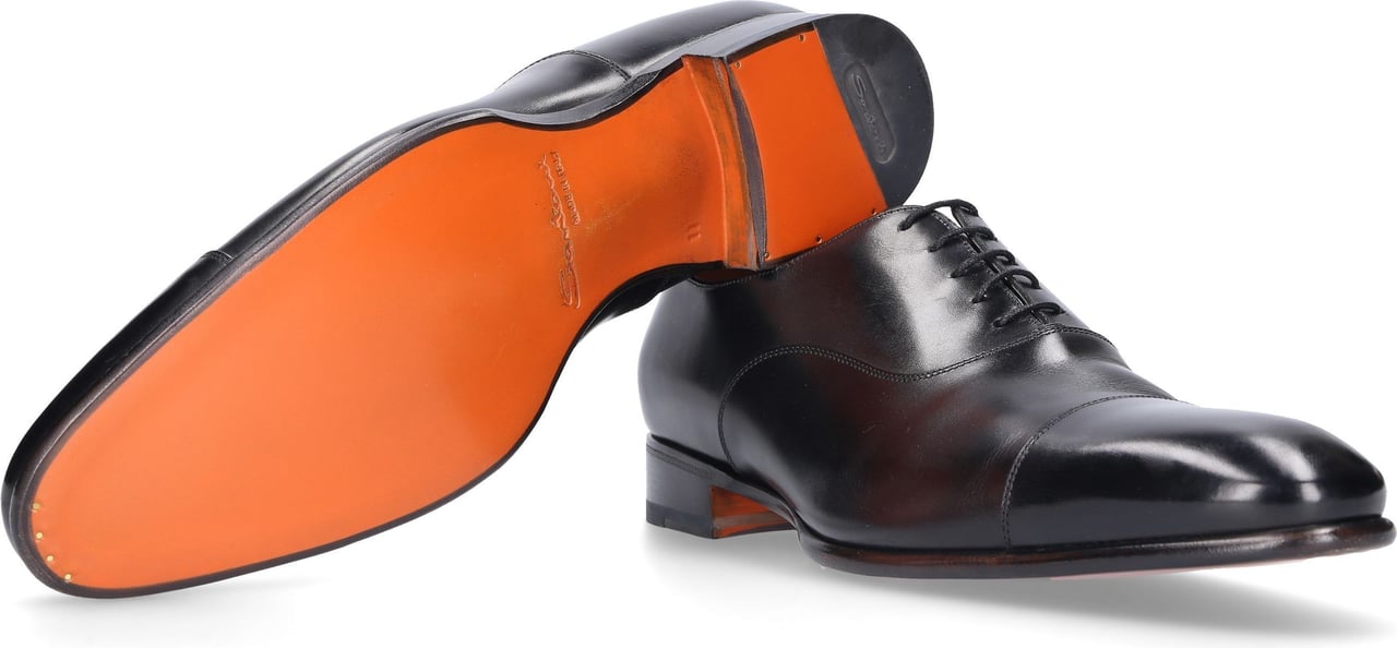 Santoni Business Shoes Oxford Calfskin Clifton Zwart