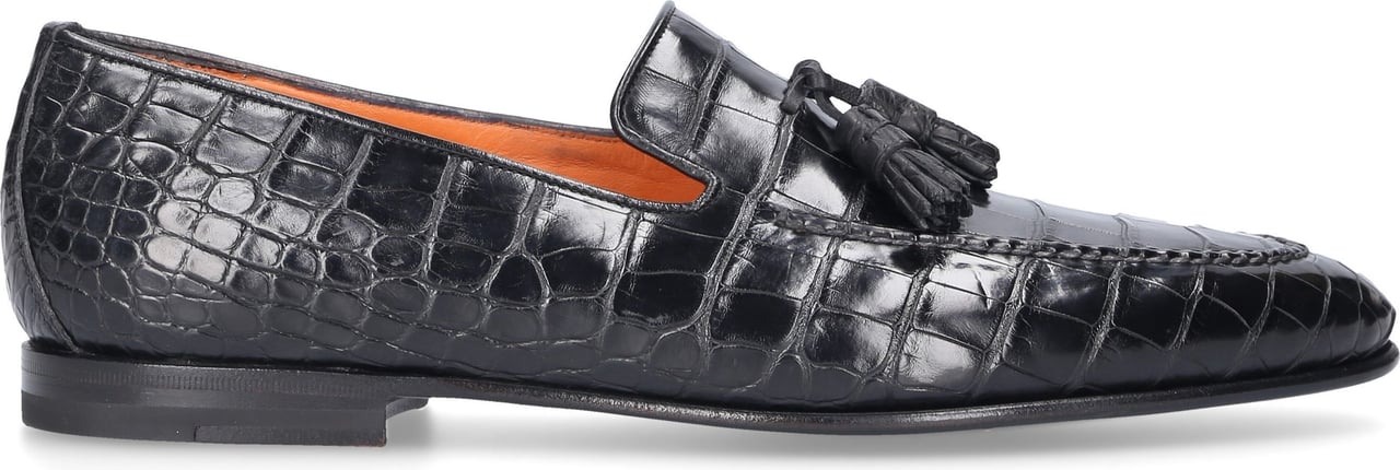 Santoni Loafers Crocodile Leather Toscanini Zwart