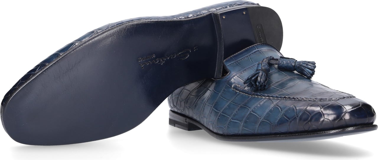 Santoni Loafers Crocodile Leather Toscanini Blauw