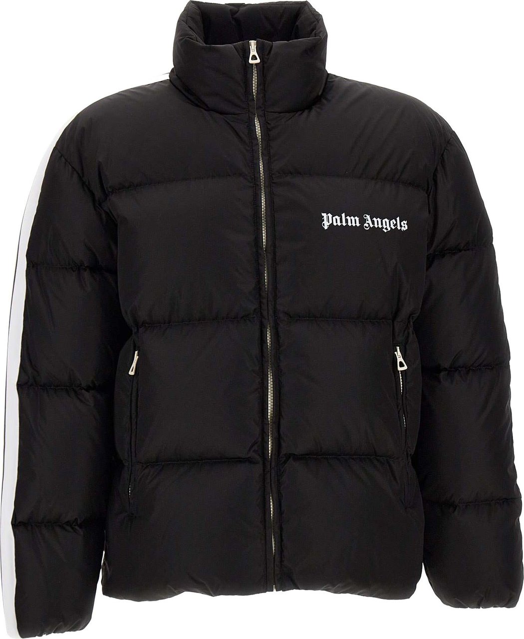 Palm Angels logo-trim padded short jacket Zwart