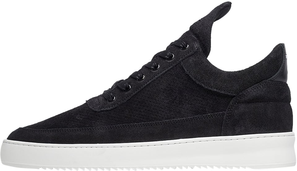 Filling Pieces Low Top Perforated Organic Black Zwart