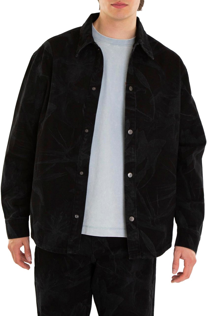 Daily Paper Heren Floral Lasar Demin Shirt Zwart Zwart